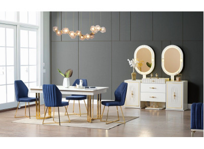 Luxurious Dining room Set Dining table + 6x Chairs + Sideboard Dining set n new 8 pieces
