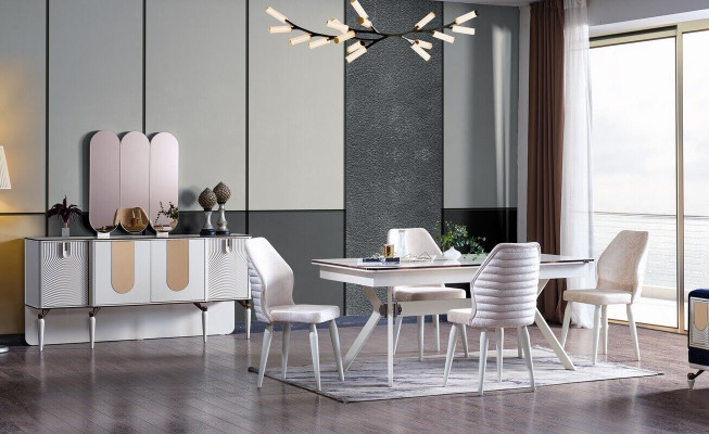 Luxurious Dining room Set Dining table + 6x Chairs + Sideboard Modern 8 pieces