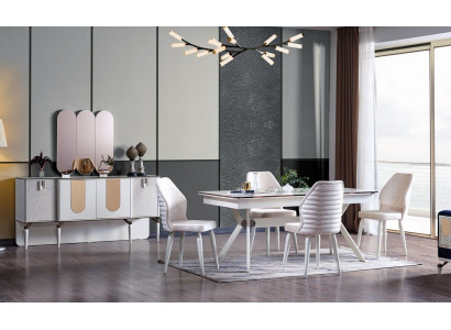 Luxurious Dining room Set Dining table + 6x Chairs + Sideboard Modern 8 pieces
