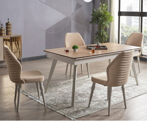 Design Dining room Complete Dining table + 6x Chairs Modern Furniture wooden table new