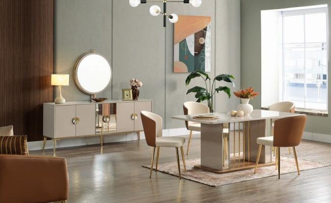 Luxurious Dining room Set Dining table + 6x Chairs + Sideboard Dining set n new 8 pieces