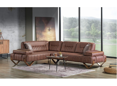 Corner sofa Living landscape Color Brown L-shape Sofa new Living room Corner sofa Luxury new