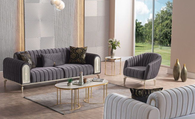 Chic Furniture Sofa set set 3+1 Coffee table Sofa set Sofas Armchair Gray