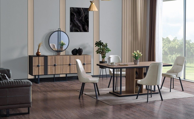 Luxury Dining room Set Dining table 6x Chairs Sideboard Dining set Set 8 pieces