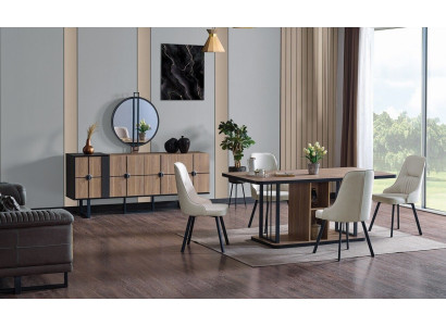 Luxury Dining room Set Dining table 6x Chairs Sideboard Dining set Set 8 pieces