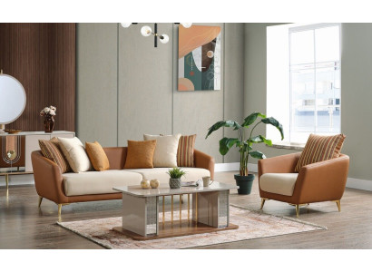 Sofa set 3+1 Seater Textile Wood Sofa 3 Seater Modern Armchair Complete Set