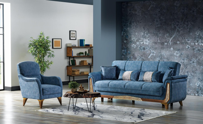 Sofa set 3+1 Seater Sofa Set Complete Textile Wood Living room Luxury Sofa new