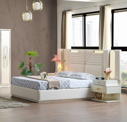 Modern Bedroom Set Bed + 2x Bedside tables Design Furniture 3 pcs EU