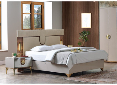 Luxury Bedroom Set Bed + 2x Bedside tables Wood Complete's new Modern