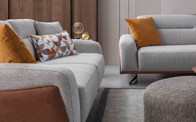 Designer Sofa set 3+3+1 Seater Couch Upholstery Seating Set new Gray Set