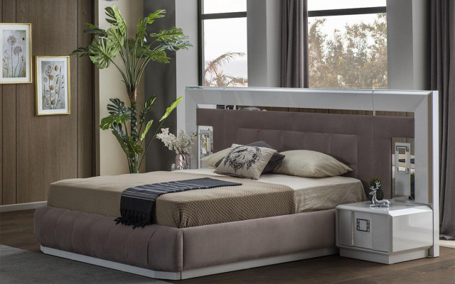 Modern Bedroom Set Bed + 2x Bedside tables + Chest of drawers with Mirror Luxury new