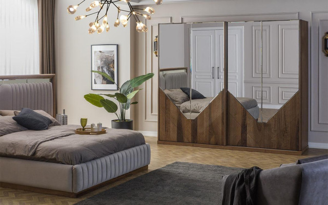 Luxury Bedroom set Bed + 2x Bedside tables + Wardrobe Modern Complete