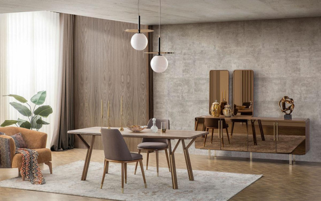 Dining room Set 6x Chairs +Dining table +Sideboard+Mirror Set Dining room Designer new