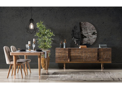 Luxury Dining room Set Dining table + 6x Chairs + Sideboard with Mirror Modern Complete new