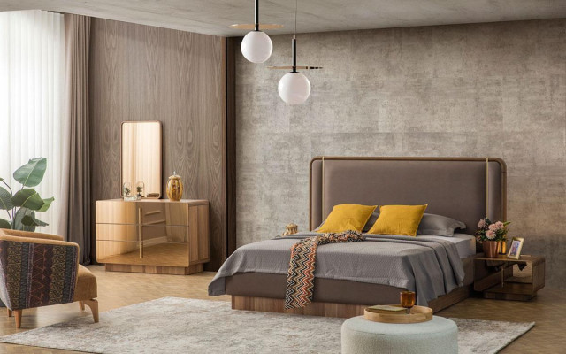 Bedroom Set Bed + 2x Bedside tables + Chest of drawers + Mirror Design Furniture new 5 pieces