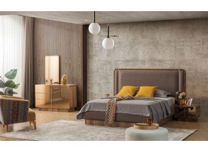 Bedroom Set Bed + 2x Bedside tables + Chest of drawers + Mirror Design Furniture new 5 pieces