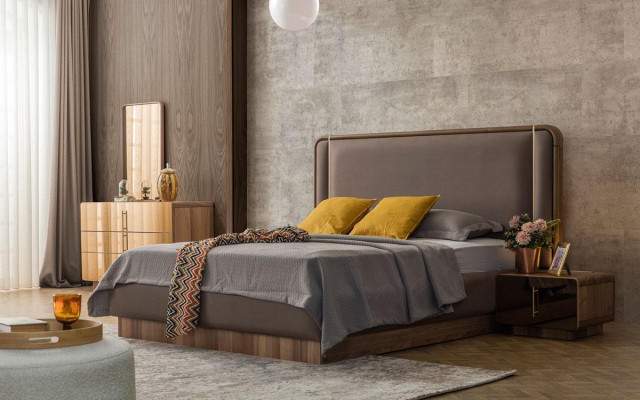 Bedroom Set Bed + 2x Bedside tables + Chest of drawers + Mirror Design Furniture new 5 pieces