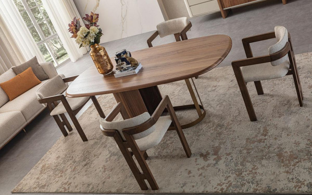 Luxurious Dining room Set Dining table + 6x Chairs + Sideboard + Mirror 9 pieces Modern