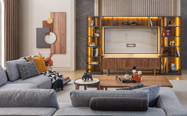 Luxury Wall unit Designer Style Modern Living room Set Wall Display case Lowboard