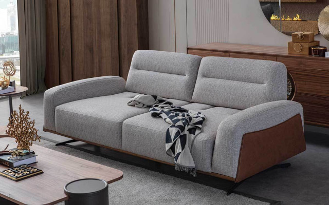 Sofa 3 Seater Design Sofas Upholstery Couches Gray Relax Seat Furniture Modern Relax