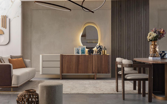 Sideboard Wardrobe High Gloss Furniture Wood Luxury Chest of drawers Sideboard with Mirror Luxury new
