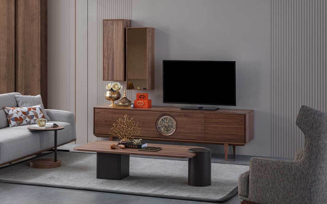 Exquisite Living room Set TV-cabinet + 2x wall cabinet Modern TV-cabinet Luxury Living room Set