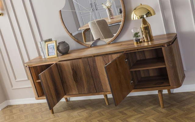 Sideboard Mirror Living room Designer Luxury Chests of drawers Modern Brown new