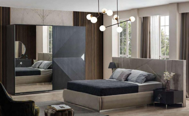 Modern Bedroom Set Bed + 2x Bedside tables + Wardrobe Luxury new