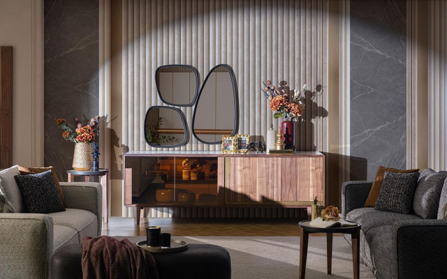 Sideboard Wardrobe Brown High Gloss Furniture Wood Luxury new Chest of drawers Sideboard