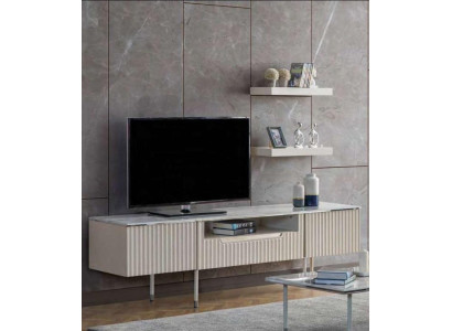 TV cabinet with 2x shelves Lowboard Sideboard Table Living room Modern Wood Design