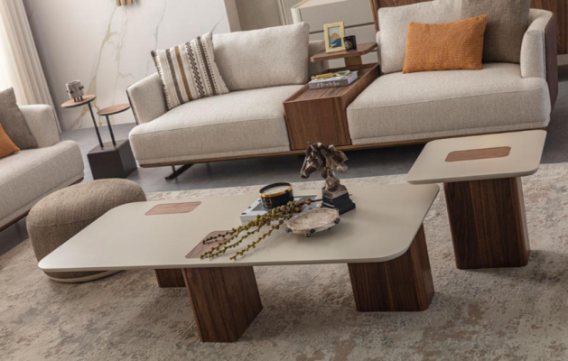Coffee table Tables Table Design Luxury Furniture Beige Wood Living room new