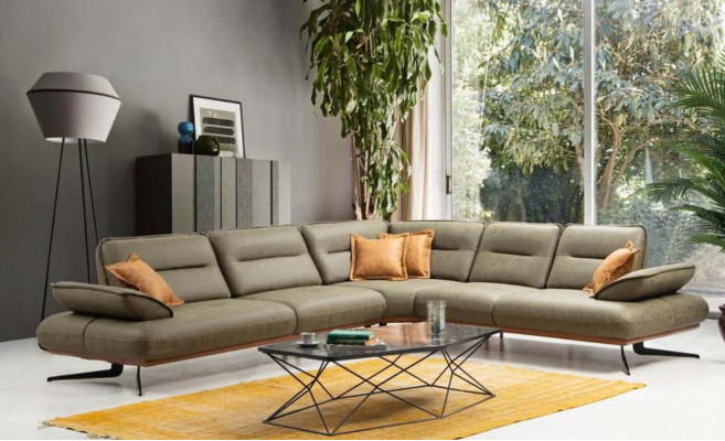 Corner sofa Living landscape Color Brown L-shape Sofa new Living room Furniture Corner sofa Luxury new