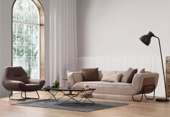 Sofa set 3+1 Seater Textile Wood Sofa 3 Seater Modern Armchair new Complete Set
