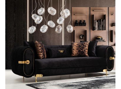 Sofa 3 Seater Design Sofas Upholstery Black 3er Relax Seat Furniture Modern Relax