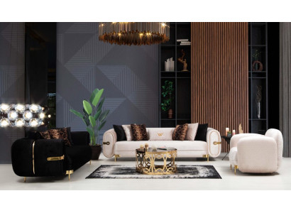 Sofa set 4+3+1 Wood Living room Luxury Sofa Modern Fabric new Complete Modern