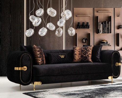 Sofa set 4+3+1 Wood Living room Luxury Sofa Modern Fabric new Complete Modern