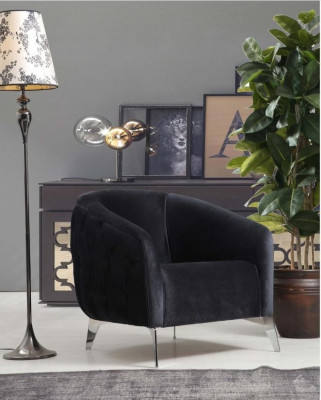Design Seater Luxury Armchair Relax Textile Black Armchair Relax Chair Modern Luxury