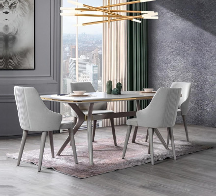 Modern Dining table 6x Chairs Designer Luxury Dining room Furniture Wood Dining set