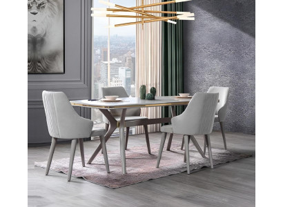 Modern Dining table 6x Chairs Designer Luxury Dining room Furniture Wood Dining set