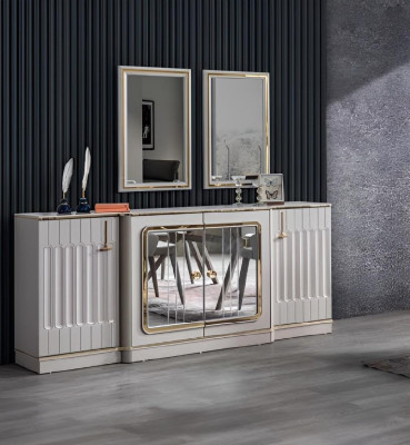 Modern Sideboard with 2x Mirrors Designer Luxury Living room Furniture Chest of drawers