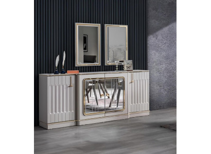 Modern Sideboard with 2x Mirrors Designer Luxury Living room Furniture Chest of drawers