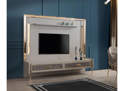 Designer TV Wall Luxury Furniture in Living room Beige Color Modern TV cabinet TV Wall