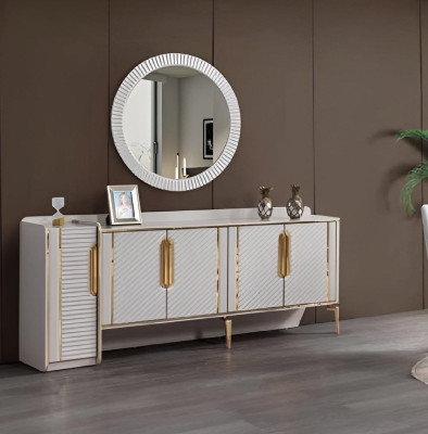 Sideboard Mirror White Wood Drawer Cabinet style Furniture Sideboard Chest of drawers