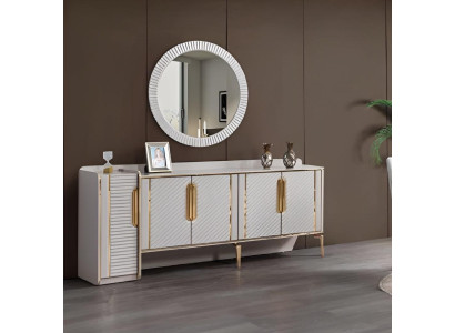 Sideboard Mirror White Wood Drawer Cabinet style Furniture Sideboard Chest of drawers