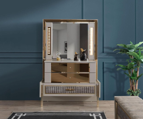 Chest of drawers Mirror Modern Luxury Furniture design Bedroom Sideboard 2pcs
