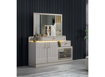 Luxury Chest of drawers with Mirror Bedroom Furniture style White Sideboard Furniture