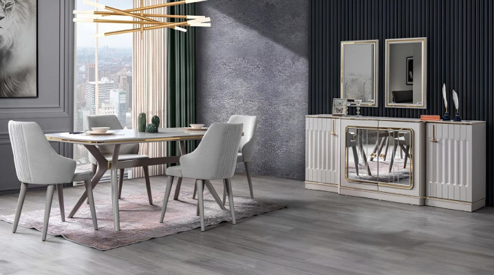 Dining room Set Suite Sideboard with 2x Mirror Table 6x Chair 10pcs.