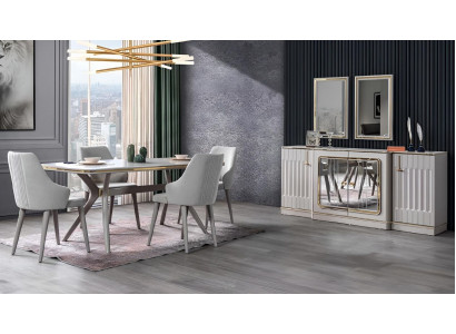 Dining room Set Suite Sideboard with 2x Mirror Table 6x Chair 10pcs.