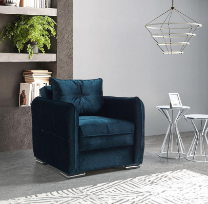 Design Seater Luxury Armchair Relax Textile Blue Color Armchair Club Lounge Modern