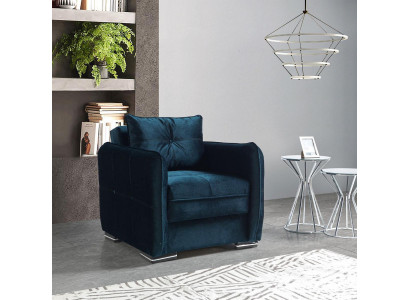Design Seater Luxury Armchair Relax Textile Blue Color Armchair Club Lounge Modern